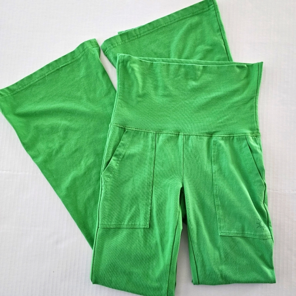 Aerie Offline The Hugger Flare Split Hem Hi Rise Lime Green Leggings XS Tall